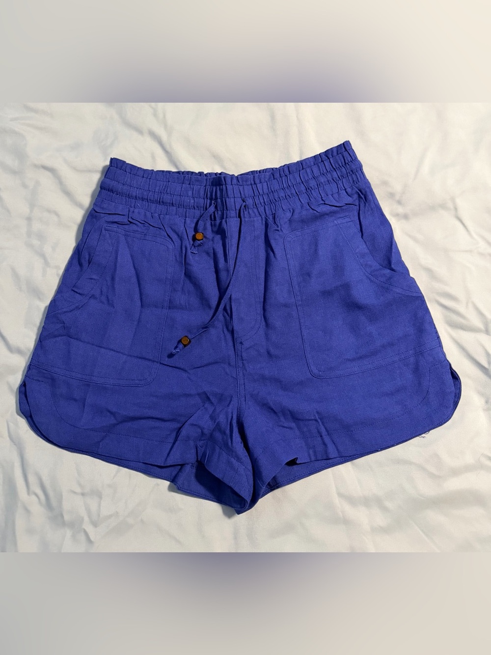 High-Waist Casual Drawstring Shorts in Royal Blue